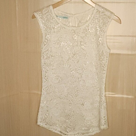 Maurices Tops - Maurices Cream Lace Stretchy Tunic Top Small